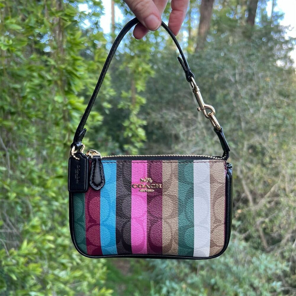 COACH Nolita 15 Rainbow Stripe Print C6021 AUTHENTIC